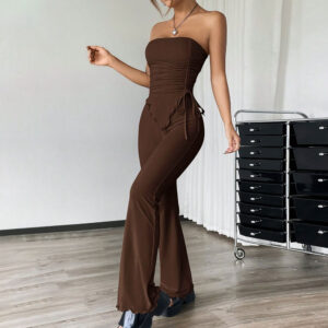 Luxury Spring & Summer Tube Top and Trousers Two-Piece Set – Elegant & Chic | Korean Style